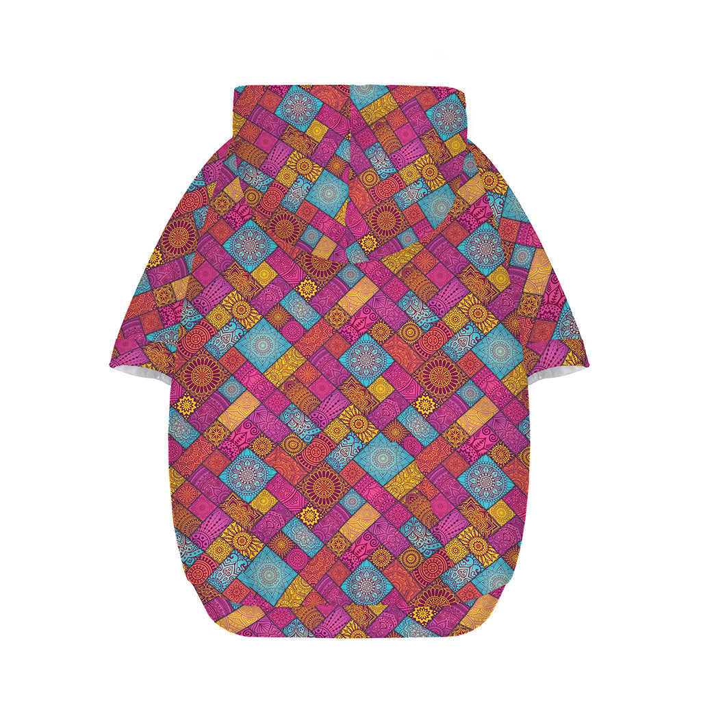 Indian Patchwork Pattern Print Dog Zip Up Hoodie