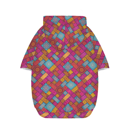 Indian Patchwork Pattern Print Dog Zip Up Hoodie