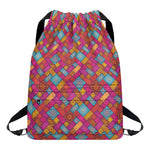 Indian Patchwork Pattern Print Drawstring Backpack