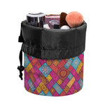 Indian Patchwork Pattern Print Drawstring Makeup Bag