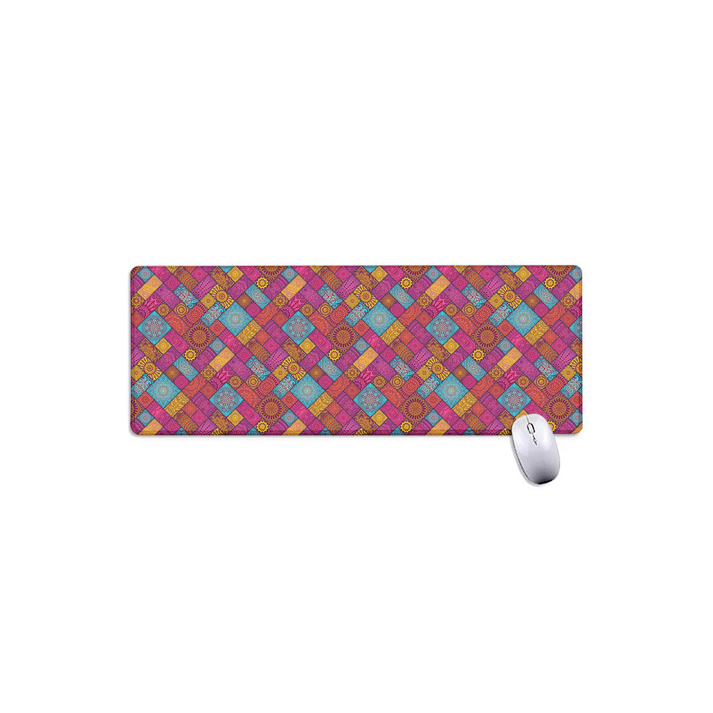 Indian Patchwork Pattern Print Extended Mouse Pad