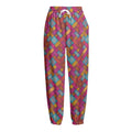 Indian Patchwork Pattern Print Fleece Lined Knit Pants