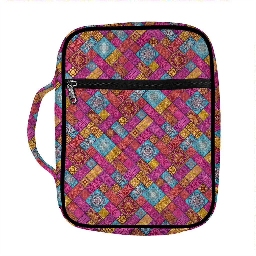 Indian Patchwork Pattern Print Front Pocket Bible Bag