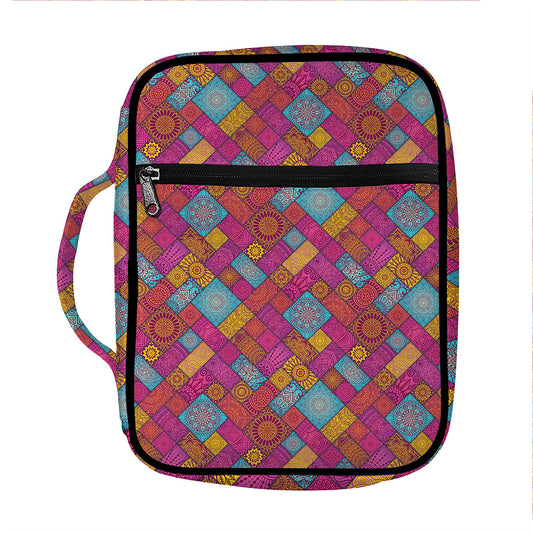 Indian Patchwork Pattern Print Front Pocket Bible Bag