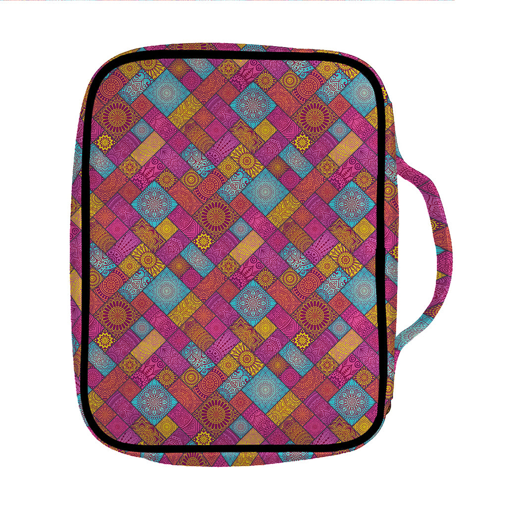 Indian Patchwork Pattern Print Front Pocket Bible Bag