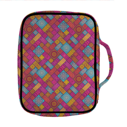 Indian Patchwork Pattern Print Front Pocket Bible Bag