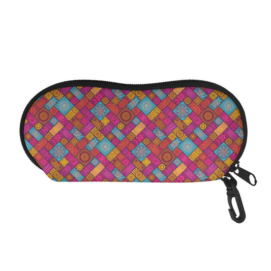 Indian Patchwork Pattern Print Glasses Case
