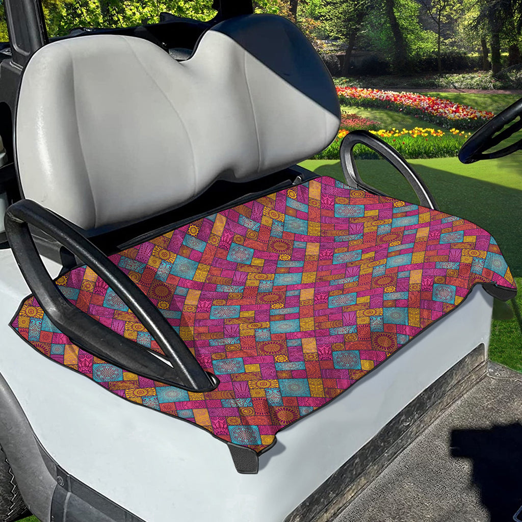 Indian Patchwork Pattern Print Golf Cart Seat Cover