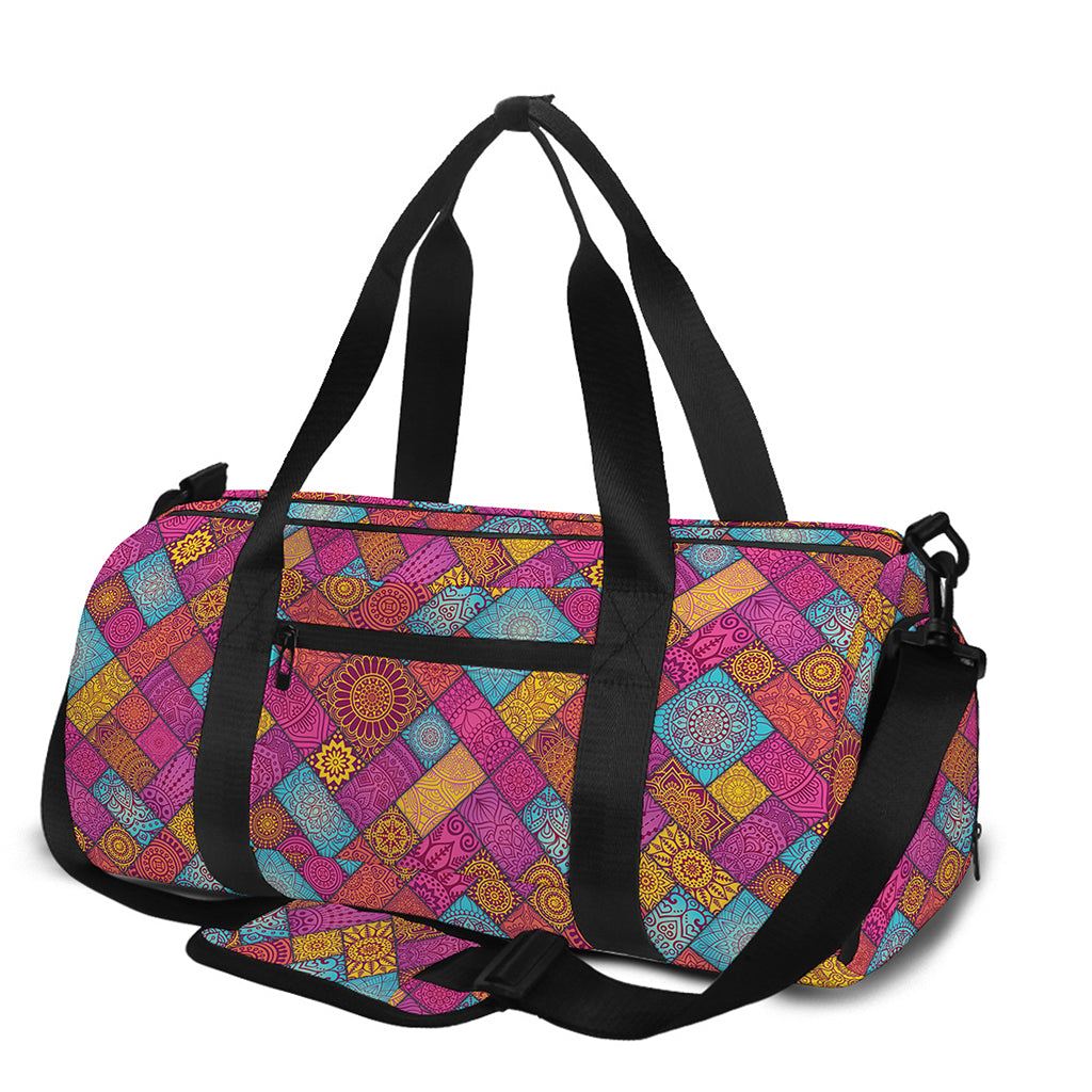 Indian Patchwork Pattern Print Gym Bag