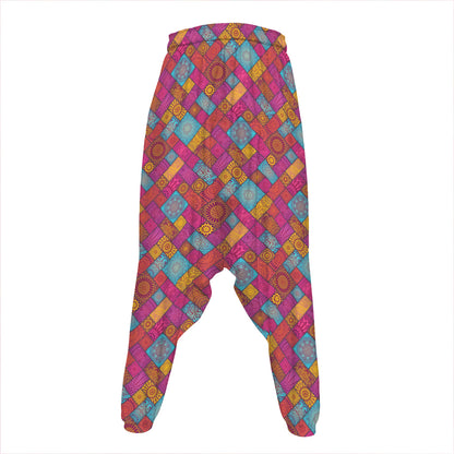 Indian Patchwork Pattern Print Hammer Pants