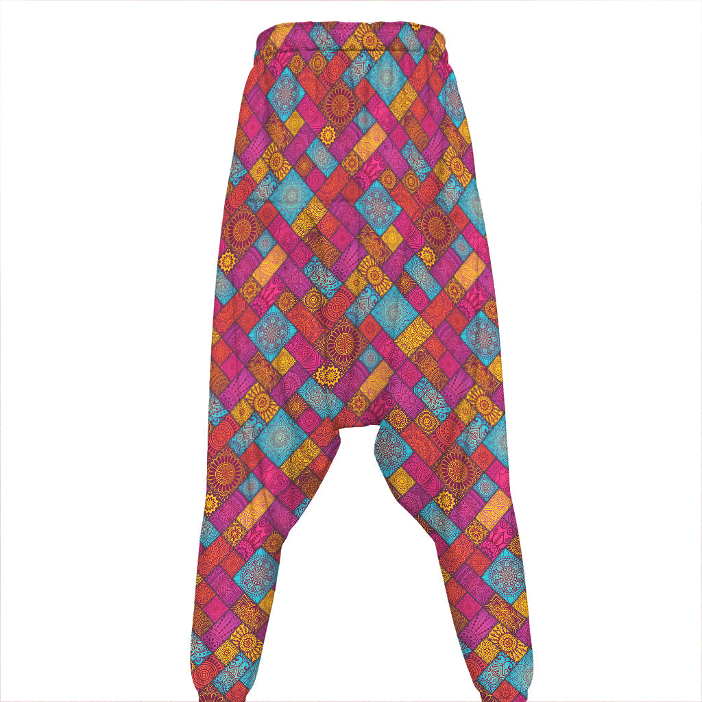 Indian Patchwork Pattern Print Hammer Pants