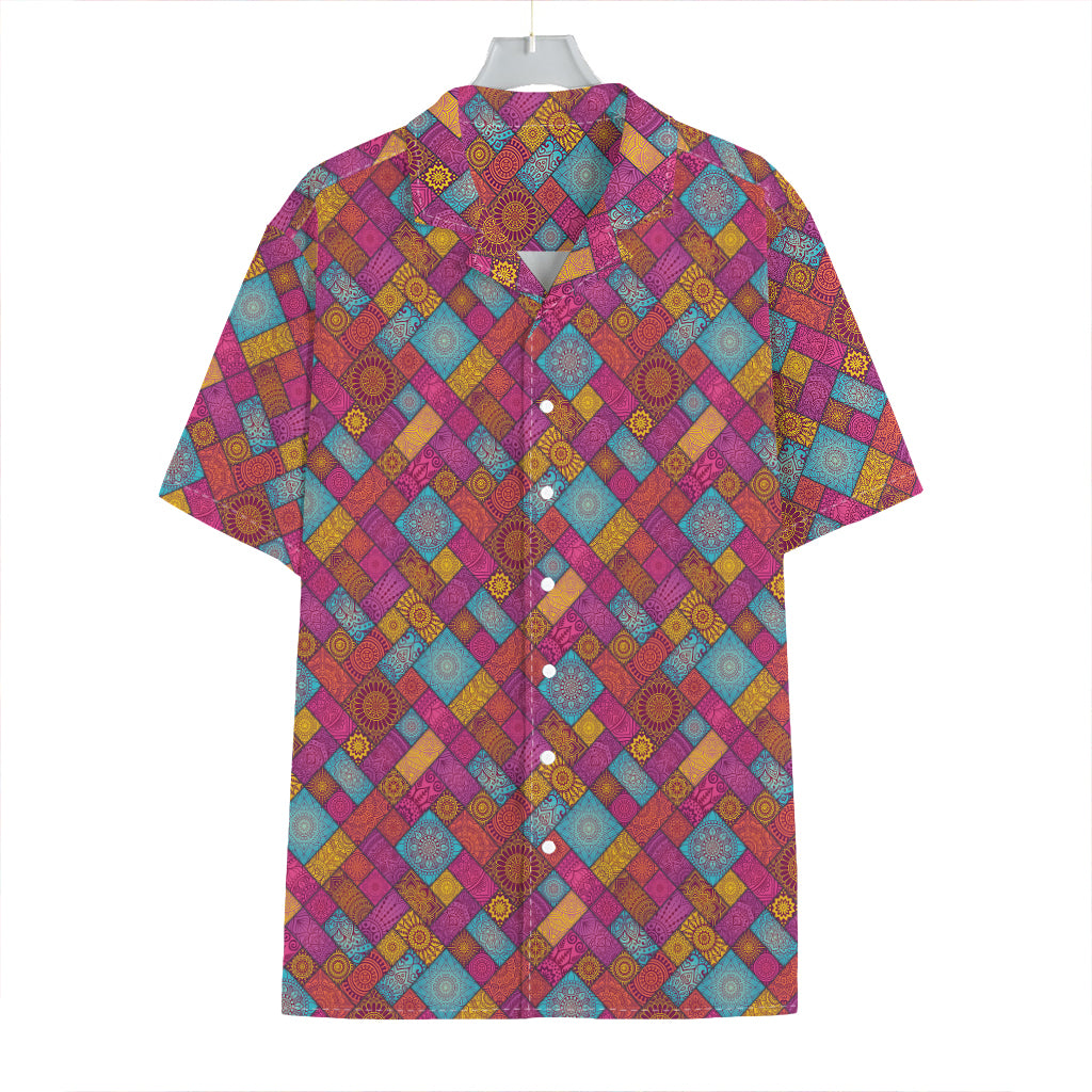 Indian Patchwork Pattern Print Hawaiian Shirt