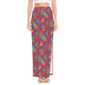 Indian Patchwork Pattern Print High Slit Maxi Skirt