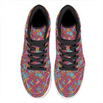 Indian Patchwork Pattern Print High Top Leather Sneakers