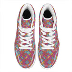 Indian Patchwork Pattern Print High Top Leather Sneakers