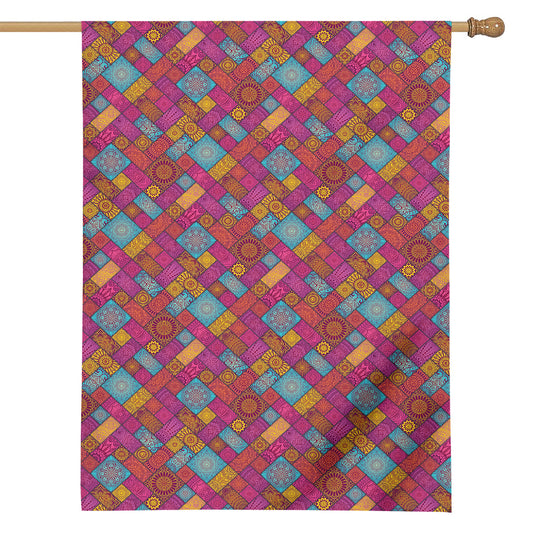 Indian Patchwork Pattern Print House Flag