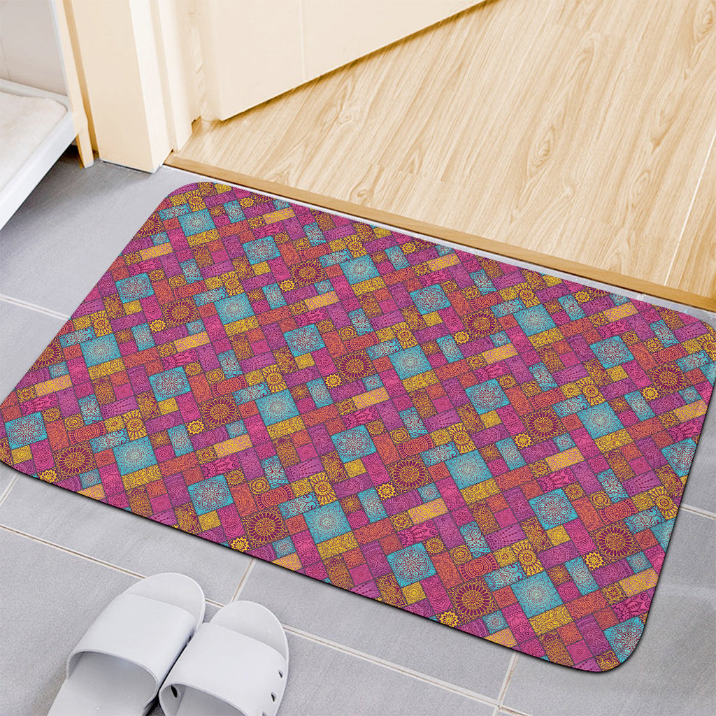 Indian Patchwork Pattern Print Indoor Door Mat