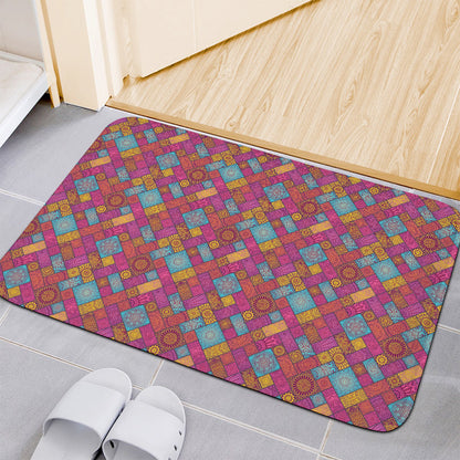 Indian Patchwork Pattern Print Indoor Door Mat