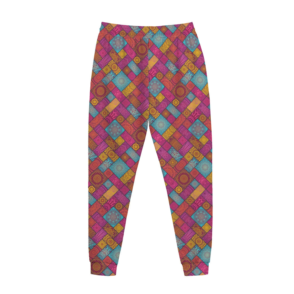 Indian Patchwork Pattern Print Jogger Pants