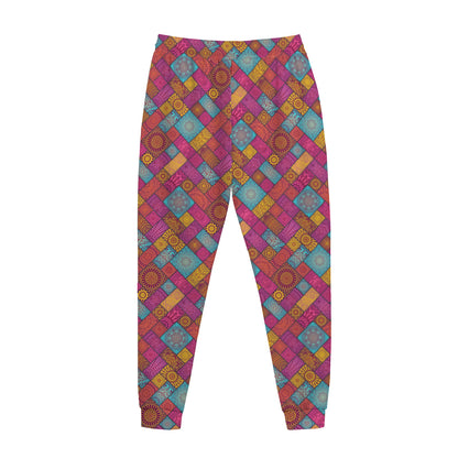 Indian Patchwork Pattern Print Jogger Pants