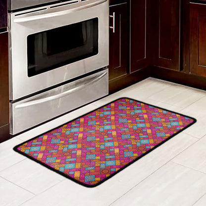 Indian Patchwork Pattern Print Kitchen Mat