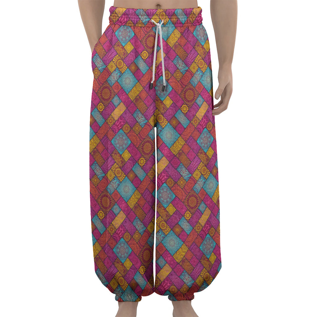 Indian Patchwork Pattern Print Lantern Pants