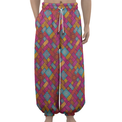 Indian Patchwork Pattern Print Lantern Pants