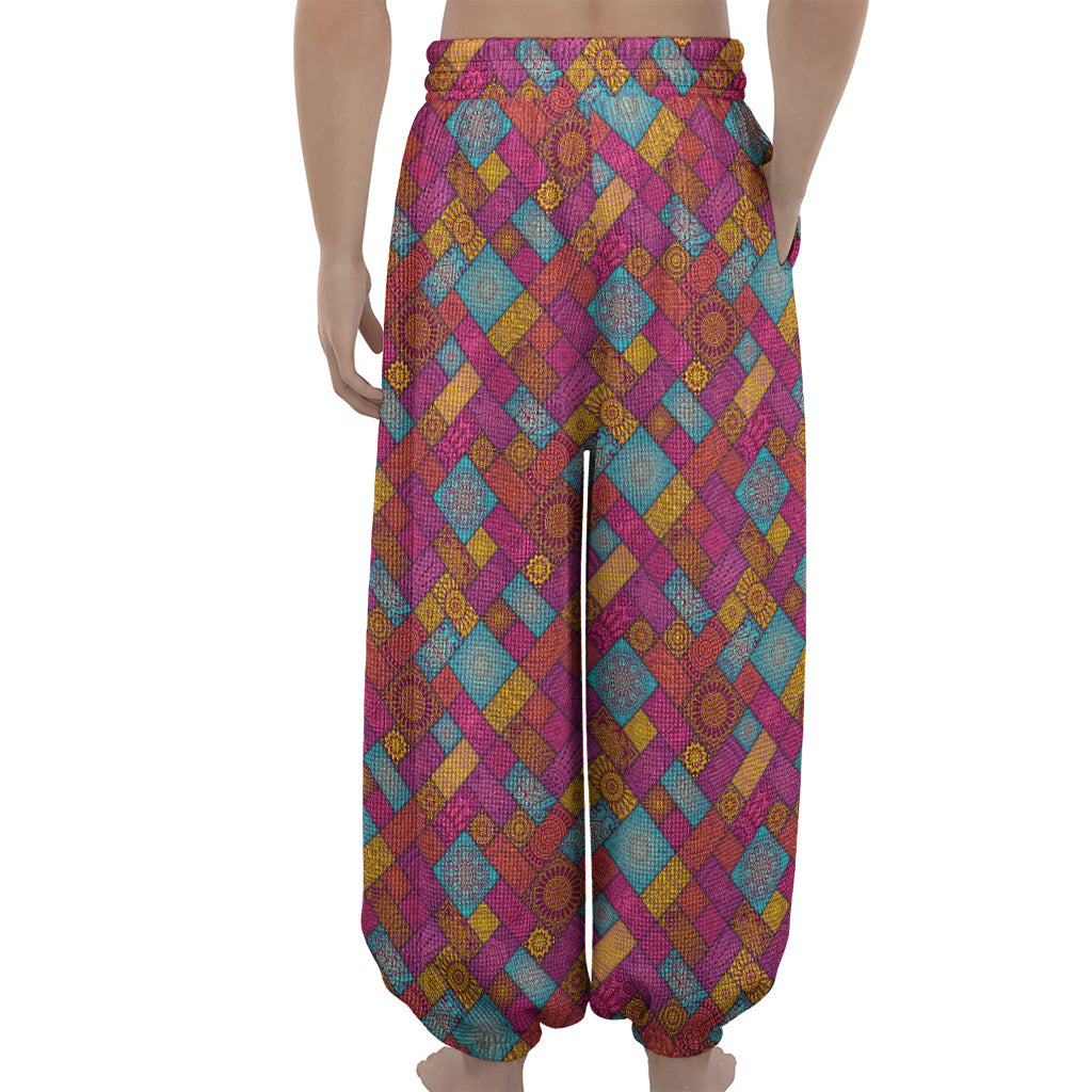 Indian Patchwork Pattern Print Lantern Pants