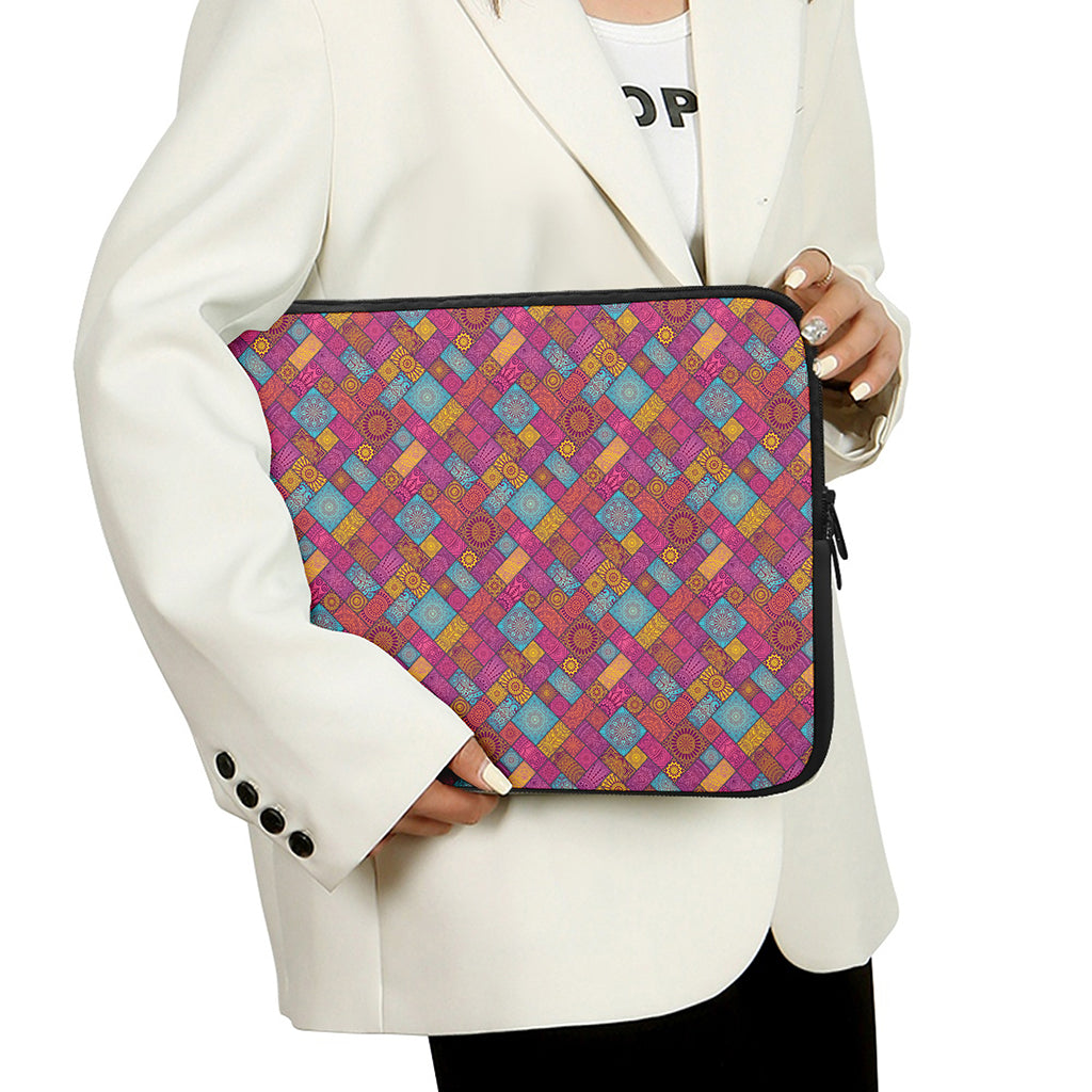 Indian Patchwork Pattern Print Laptop Sleeve