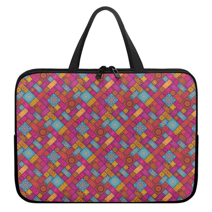Indian Patchwork Pattern Print Laptop Sleeve With Handle