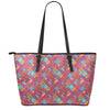 Indian Patchwork Pattern Print Leather Tote Bag