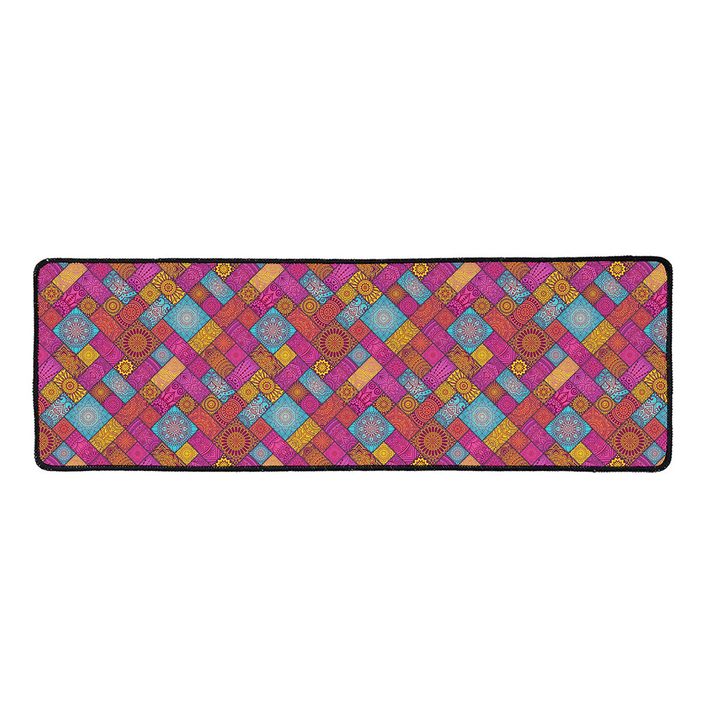 Indian Patchwork Pattern Print Long Kitchen Mat