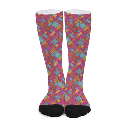 Indian Patchwork Pattern Print Long Socks