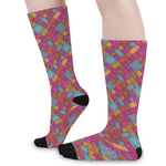 Indian Patchwork Pattern Print Long Socks