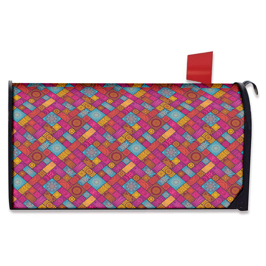 Indian Patchwork Pattern Print Mailbox Cover