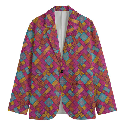 Indian Patchwork Pattern Print Men's Blazer