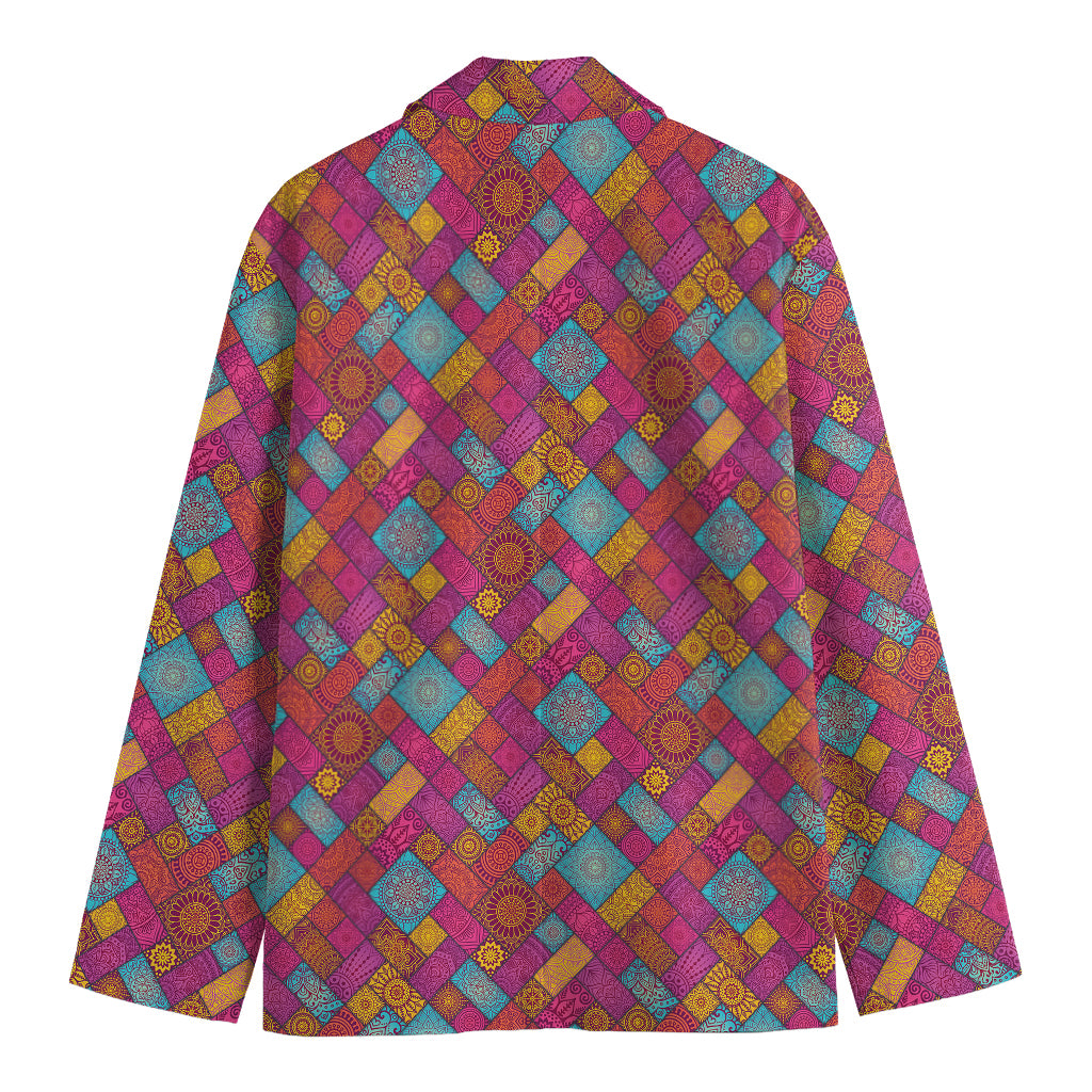 Indian Patchwork Pattern Print Men's Blazer