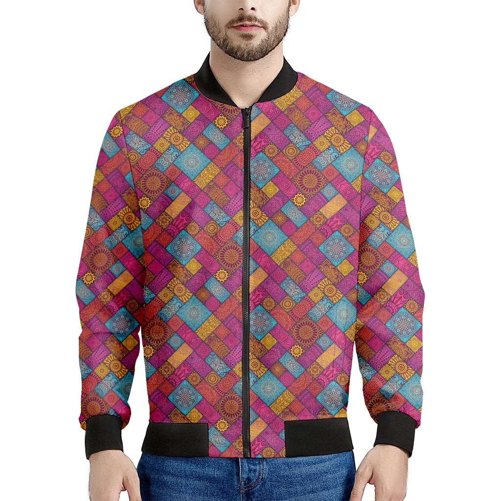 Indian Patchwork Pattern Print Men's Bomber Jacket