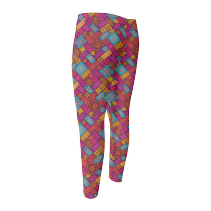 Indian Patchwork Pattern Print Men's Compression Pants