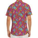 Indian Patchwork Pattern Print Men's Deep V-Neck Shirt