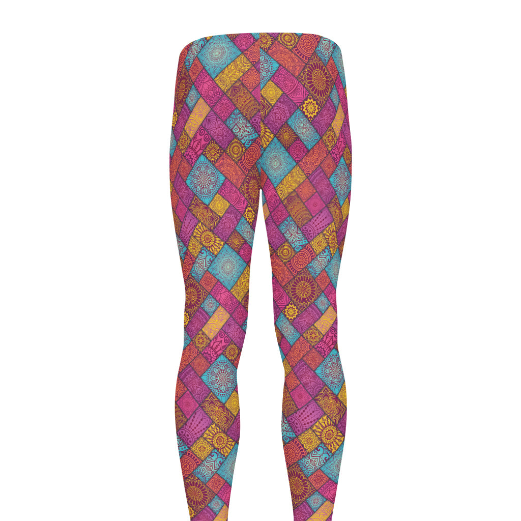 Indian Patchwork Pattern Print Men's leggings