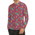 Indian Patchwork Pattern Print Men's Long Sleeve Rash Guard