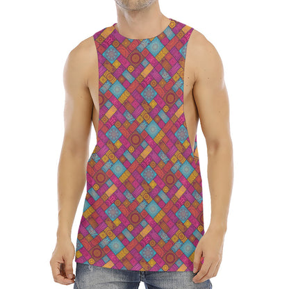 Indian Patchwork Pattern Print Men's Muscle Tank Top