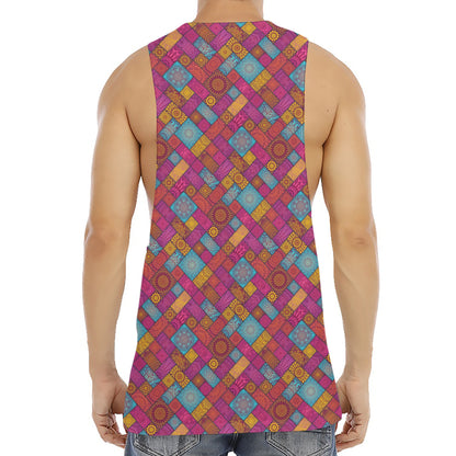 Indian Patchwork Pattern Print Men's Muscle Tank Top