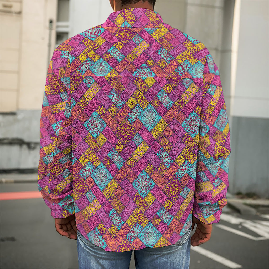 Indian Patchwork Pattern Print Men's Shirt Jacket