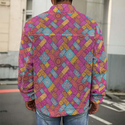 Indian Patchwork Pattern Print Men's Shirt Jacket