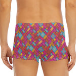 Indian Patchwork Pattern Print Men's Short Boxer Briefs