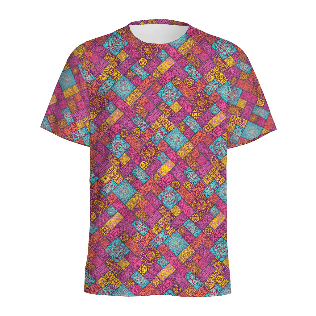 Indian Patchwork Pattern Print Men's Sports T-Shirt
