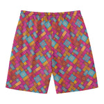 Indian Patchwork Pattern Print Men's Swim Trunks