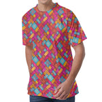 Indian Patchwork Pattern Print Men's Velvet T-Shirt